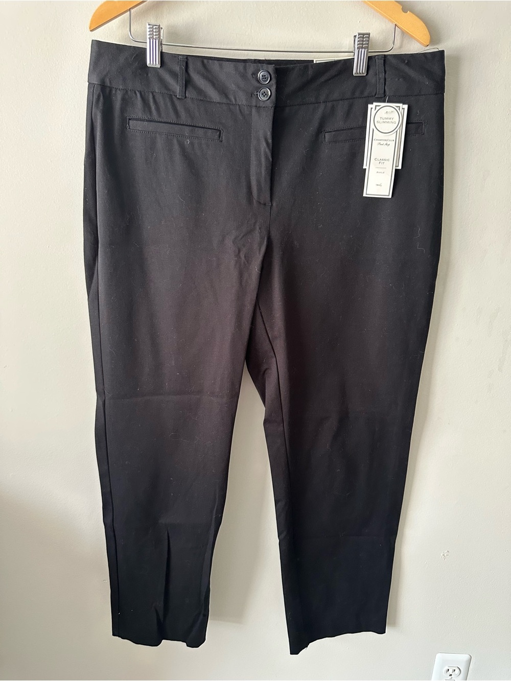 NWT Charter Club women’s 14 black tummy slimming hits at the ankle pants